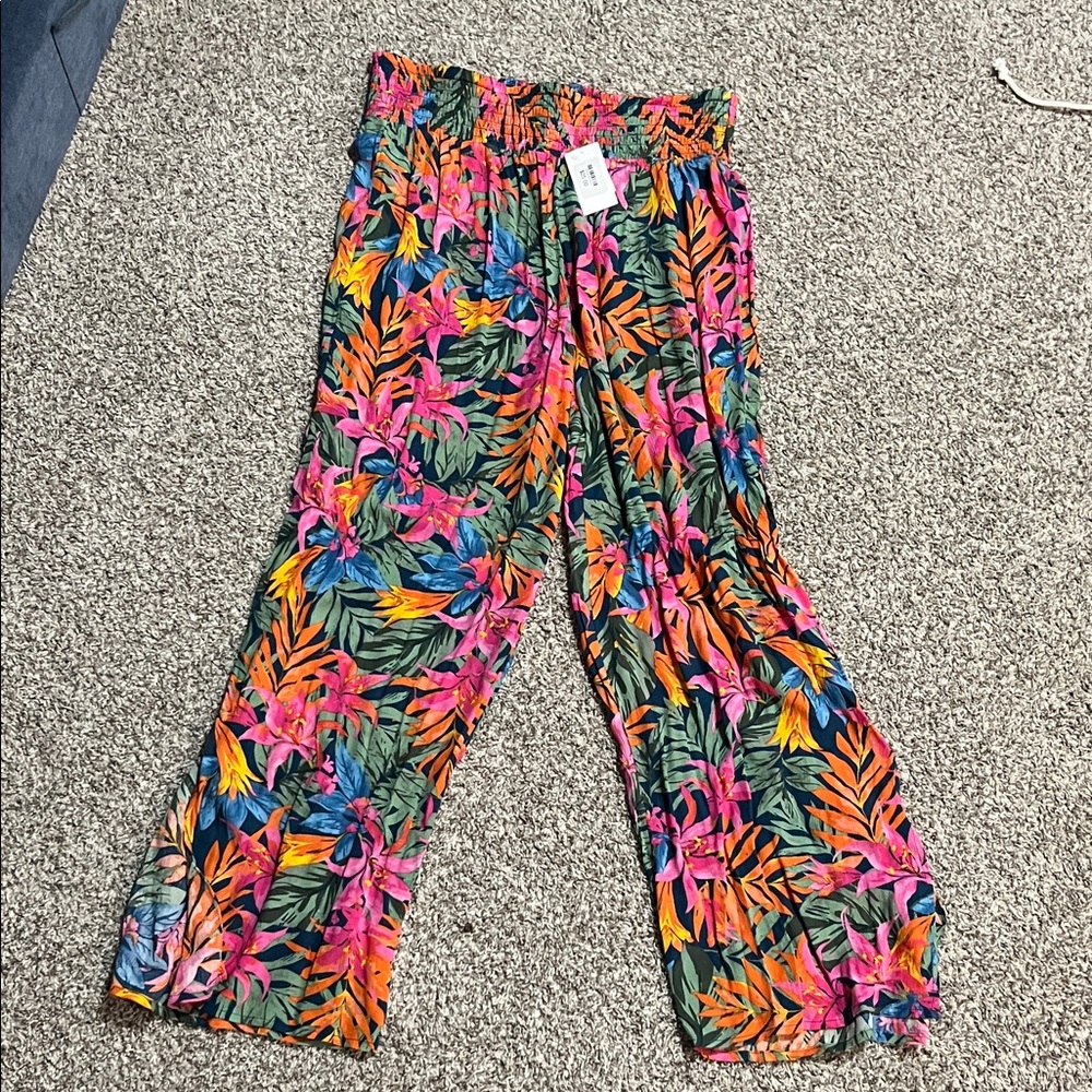 Vibrant Floral Wide-Leg Pants